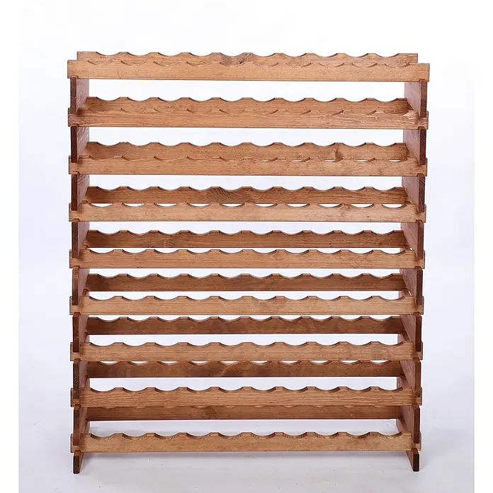 Proregal Flaschenregal Weinregal VINOTECA FLEX PRO für 90 Flaschen - L x B x H: 28 x 103 x 121 cm, Holz - Hochformatige Ansicht eines hölzernen Weinregals für die stilvolle Aufbewahrung von Weinflaschen.
