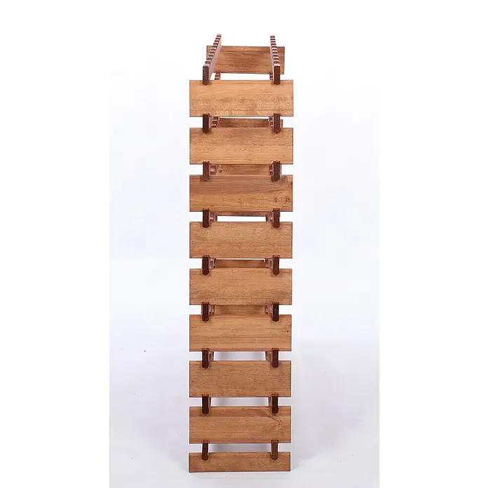 Proregal Flaschenregal Weinregal VINOTECA FLEX PRO für 90 Flaschen - L x B x H: 28 x 103 x 121 cm, Holz - Nahaufnahme eines Weinregals aus Holz und Metall, das ein rustikales und modernes Design für die Lagerung von Weinflaschen bietet.