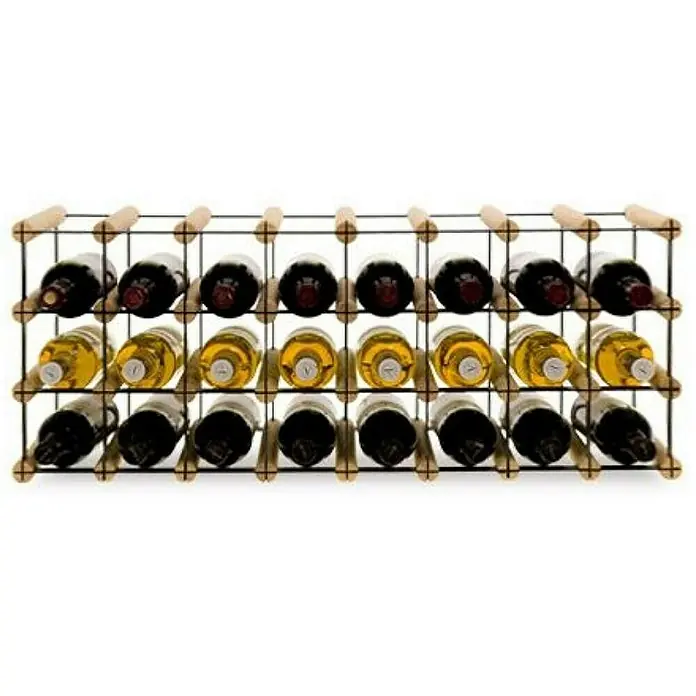 Proregal Flaschenregal Modulares Weinregal VINOTECA MOD METAL für 8x3 Flaschen - Holz - Weinregal aus Holz mit mehreren gefüllten Weinflaschen, ideal zur stilvollen Aufbewahrung von Weinen.