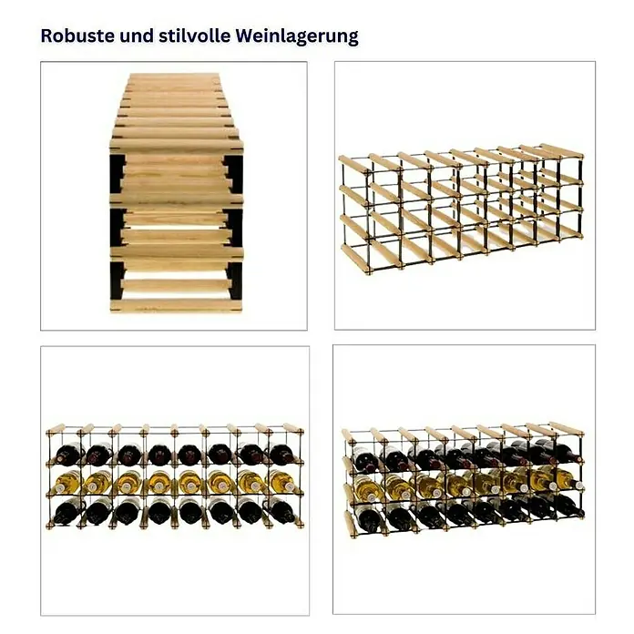 Proregal Flaschenregal Modulares Weinregal VINOTECA MOD METAL für 8x3 Flaschen - Holz - Weinregal: Robuste und stilvolle Weinlagerung für die perfekte Präsentation Ihrer Weinsammlung. Praktisch und dekorativ.