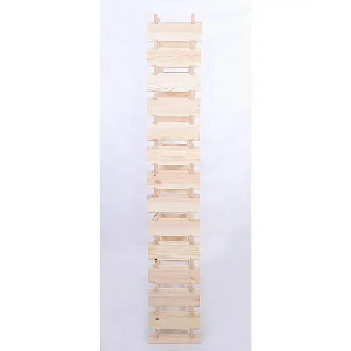 Proregal Flaschenregal Weinregal VINOTECA FLEX PRO für 168 Flaschen - L x B x H: 28 x 123 x 191 cm, Holz, Anzahl Böden: 14 Stk. - Eine hohe Holzstruktur, bestehend aus horizontalen Brettern, die durch kleine Holzstücke verbunden sind und eine offene, regalförmige Anmutung erzeugen.