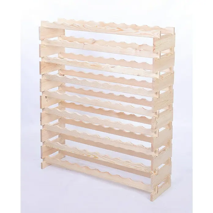 Proregal Flaschenregal Weinregal VINOTECA FLEX PRO für 90 Flaschen - L x B x H: 28 x 103 x 121 cm, Holz - Ein unmontiertes, helles Holzweinregal mit mehreren Regalen zur Lagerung von Weinflaschen. Ideal für Weinliebhaber zur Aufbewahrung.