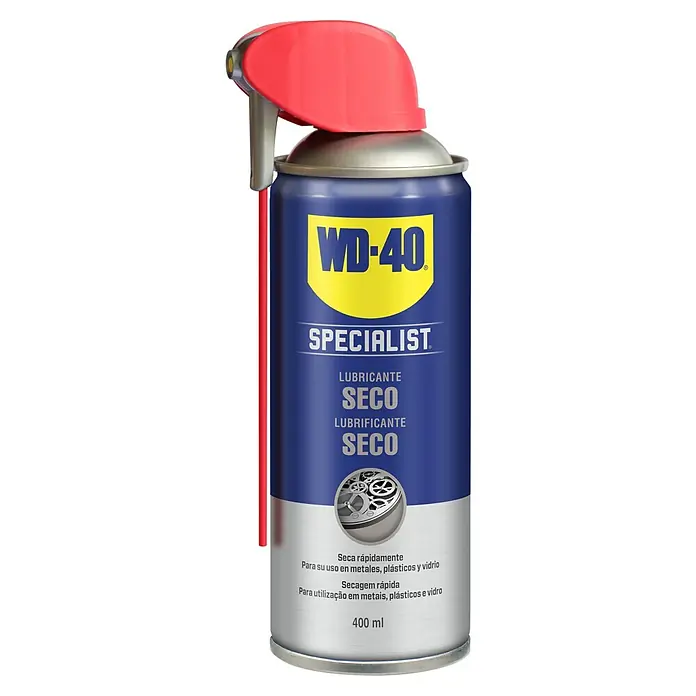 WD-40 Specialist Lubricante - 400 ml - Imagen de una lata de lubricante seco WD-40 Specialist, ideal para metales, plásticos y vidrio.