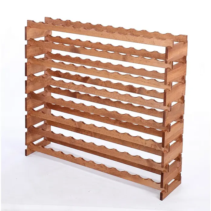 Proregal Flaschenregal Weinregal VINOTECA FLEX PRO für 96 Flaschen - L x B x H: 28 x 123 x 107 cm, Holz, Anzahl Böden: 8 Stk. - Ein hölzernes Weinregal mit mehreren Ebenen zur stilvollen Lagerung von Weinflaschen. Das Regal hat eine natürliche Holzfarbe.