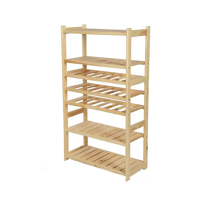 Proregal Flaschenregal Weinregal SPREEWALD für 18 Flaschen - L x B x H: 33 x 70 x 124 cm, Holz - Holzregal mit sechs Ebenen, ideal für die Aufbewahrung von Schuhen oder Weinflaschen. Robust und platzsparend.