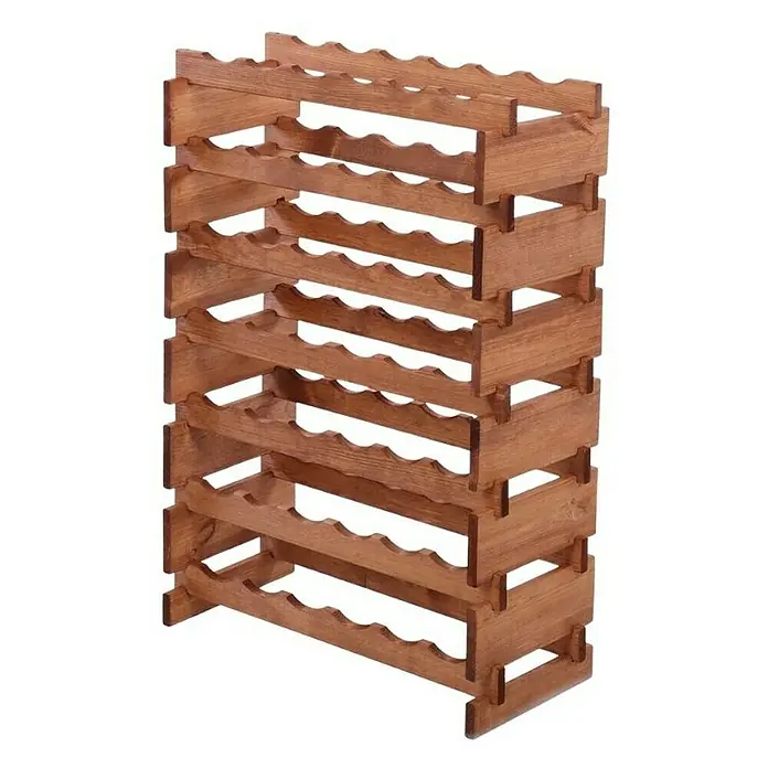 Proregal Flaschenregal Weinregal VINOTECA FLEX PRO für 42 Flaschen - L x B x H: 28 x 65 x 93 cm, Holz, Anzahl Böden: 7 Stk. - Das Bild zeigt ein Weinregal aus Holz mit sieben Ablagen, ideal zur Aufbewahrung von Weinflaschen. Es ist braun und besteht aus mehreren Ebenen.