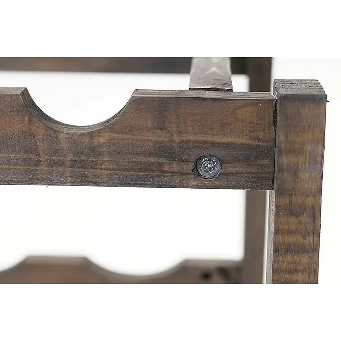 Berlinlodge Flaschenregal Weinregal für 12 Flaschen - L x B x H: 36 x 42 x 30 cm, Holz - Detailansicht eines dunklen Holzweinregals, befestigt mit einer Schraube, ideal für die stilvolle Lagerung Ihrer Weine.