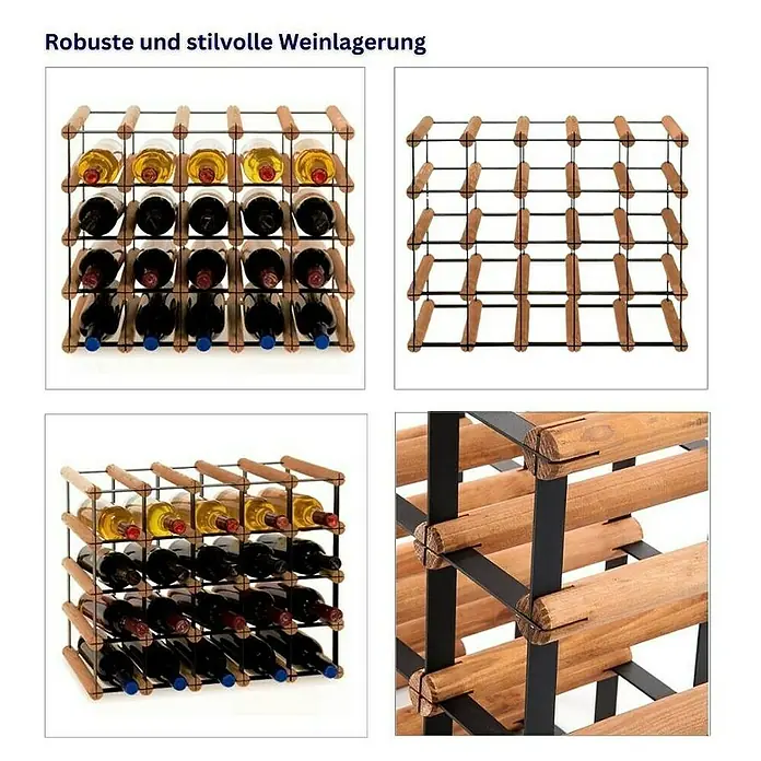 Proregal Flaschenregal Modulares Weinregal VINOTECA MOD METAL für 5x4 Flaschen - L x B x H: 24,5 x 52,5 x 42,5 cm, Holz - Robuste und stilvolle Weinlagerung.