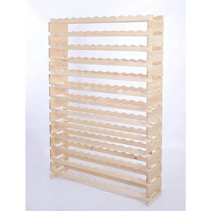 Proregal Flaschenregal Weinregal VINOTECA FLEX PRO für 156 Flaschen - L x B x H: 28 x 123 x 177 cm, Holz, Anzahl Böden: 13 Stk. - Das Bild zeigt ein hölzernes Weinregal mit mehreren Ebenen, das Flaschen sicher und stilvoll aufbewahrt. Es ist ideal für die Lagerung Ihrer Weinsammlung.