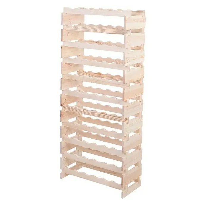 Proregal Flaschenregal Weinregal VINOTECA FLEX PRO für 66 Flaschen - L x B x H: 28 x 65 x 149 cm, Holz, Anzahl Böden: 11 Stk. - Ein hölzernes Weinregal mit mehreren Ebenen, ideal zur stilvollen Aufbewahrung von Weinflaschen. Die Konstruktion ist aus hellem Holz gefertigt.
