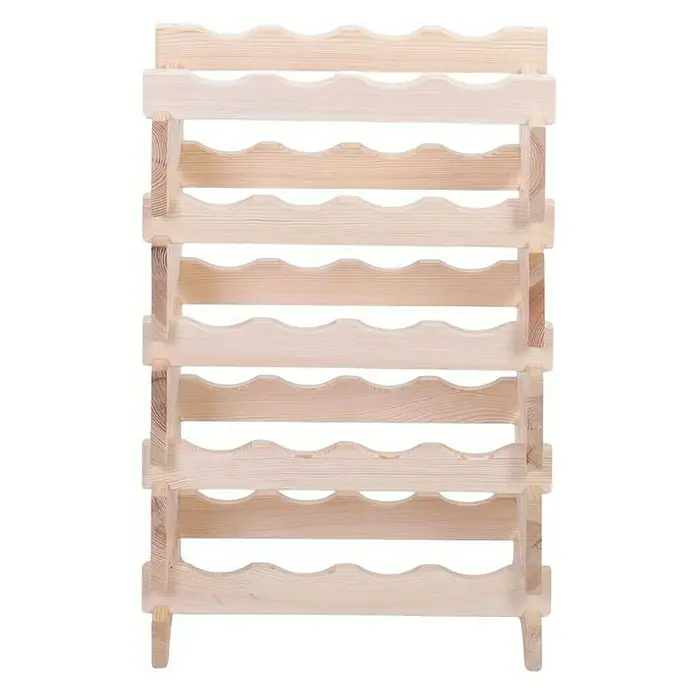 Proregal Flaschenregal Weinregal VINOTECA FLEX PRO für 20 Flaschen - L x B x H: 28 x 46 x 65 cm, Holz, Anzahl Böden: 5 Stk. - Ein unbehandeltes, hölzernes Weinregal mit fünf Regalen für Weinflaschen, ideal für die stilvolle Lagerung Ihrer Weinsammlung.