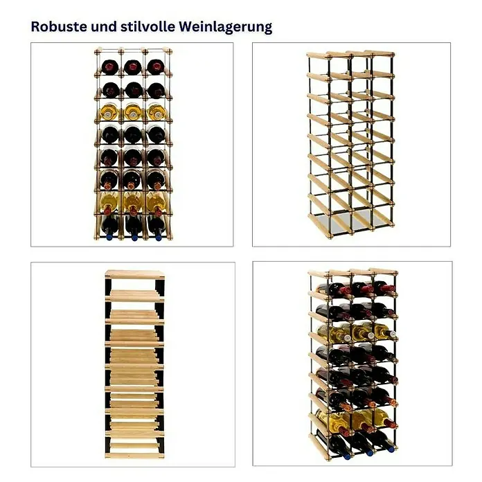 Proregal Flaschenregal Modulares Weinregal VINOTECA MOD METAL für 3x8 Flaschen - L x B x H: 24,5 x 32,5 x 82,5 cm, Holz - Robuste Weinregal-Lösung mit verschiedenen Ansichten für die stilvolle Weinlagerung, die die Flexibilität des Produkts hervorhebt.