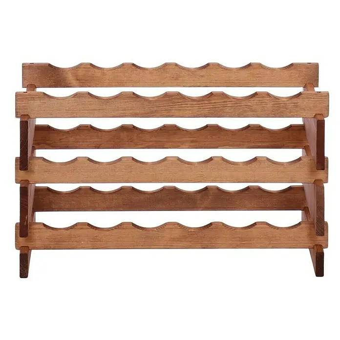 Weinregal VINOTECA FLEX PRO | HxBxT 37x65x28cm | 18 Flaschen auf 3 Ebenen | Massives Kiefernholz | Braun geölt -  - Holzregal für Weinflaschen. Das Weinregal ist aus hellem Holz gefertigt und bietet Platz für mehrere Flaschen.
