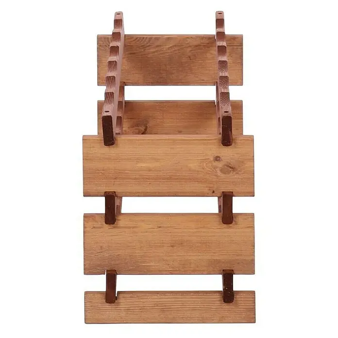 Weinregal VINOTECA FLEX PRO | HxBxT 37x65x28cm | 18 Flaschen auf 3 Ebenen | Massives Kiefernholz | Braun geölt -  - Ein hölzerner Gewehrständer mit rustikalem Charme. Ideal zur Aufbewahrung und Präsentation Ihrer Gewehre, gefertigt aus massivem Holz mit rustikalem Finish.