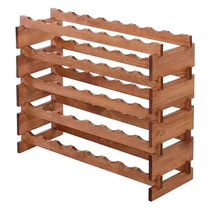 Proregal Flaschenregal Weinregal VINOTECA FLEX PRO für 40 Flaschen - L x B x H: 28 x 84 x 65 cm, Holz, Anzahl Böden: 5 Stk. - Dieses Foto zeigt ein hölzernes Weinregal mit mehreren Fächern zur sicheren und stilvollen Lagerung Ihrer Weinsammlung.
