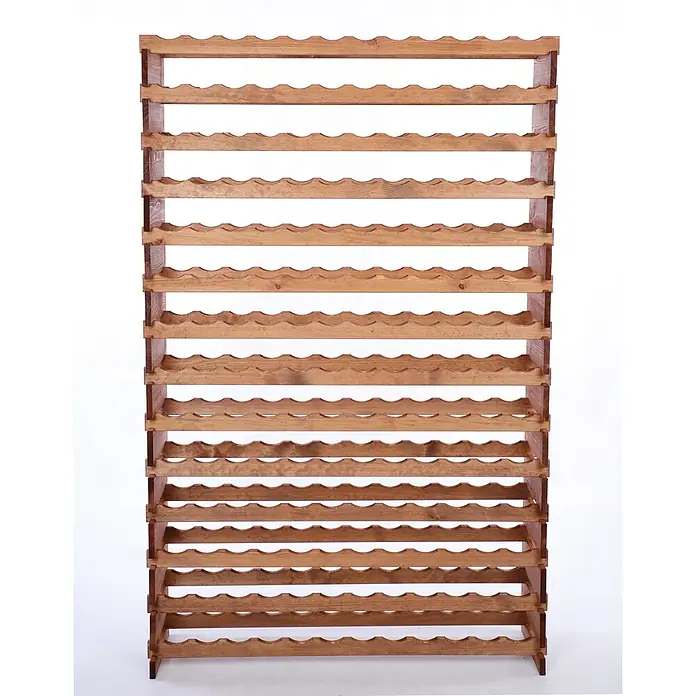 Proregal Flaschenregal Weinregal VINOTECA FLEX PRO für 168 Flaschen - Holz, Anzahl Böden: 14 Stk. - Dieses Bild zeigt ein Weinregal aus Holz mit vielen Ebenen zur Aufbewahrung von Weinflaschen, ideal für Weinliebhaber und zur stilvollen Präsentation.