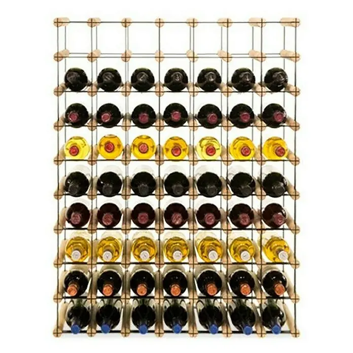 Proregal Flaschenregal Modulares Weinregal VINOTECA MOD METAL für 7x9 Flaschen - L x B x H: 24,5 x 72,5 x 92,5 cm, Holz - Vollständiger Weinschrank mit mehreren Reihen gefüllt mit verschiedenen Weinen, ideal für die Weinlagerung.