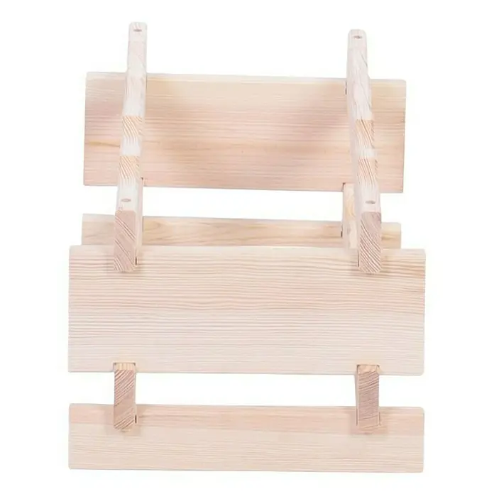 Proregal Flaschenregal Weinregal VINOTECA FLEX PRO für 8 Flaschen - L x B x H: 28 x 46 x 23 cm, Holz, Anzahl Böden: 2 Stk. - Nahaufnahme eines hölzernen Weinregals, das die schlichte, unlackierte Oberfläche und die einfache Konstruktion des Produkts hervorhebt.