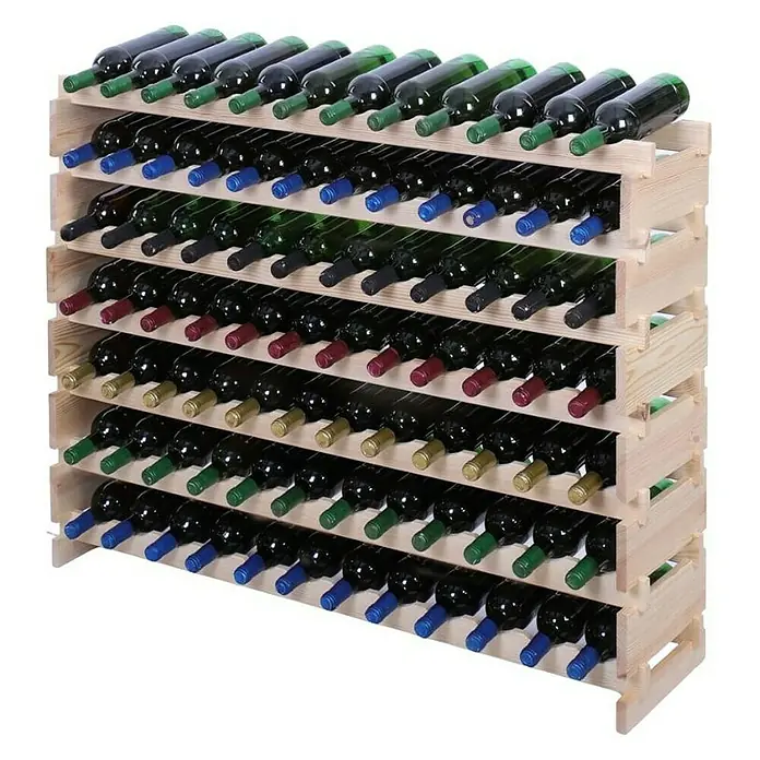 Proregal Flaschenregal Weinregal VINOTECA FLEX PRO für 84 Flaschen - L x B x H: 28 x 123 x 93 cm, Holz, Anzahl Böden: 7 Stk. - Weinständer aus Holz mit zahlreichen Weinflaschen verschiedener Sorten. Ein stilvolles Möbelstück für Weinliebhaber.