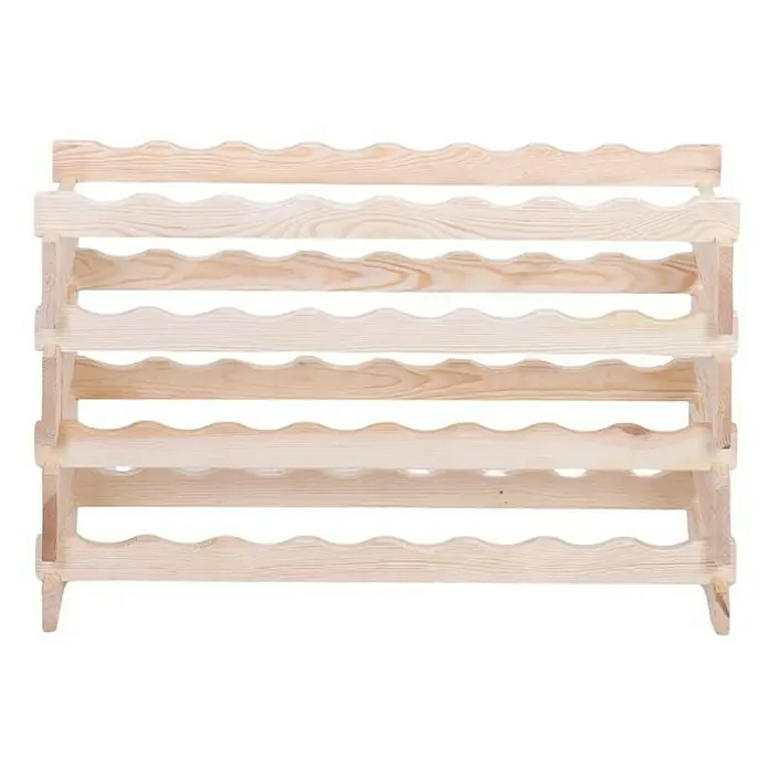 Proregal Flaschenregal Weinregal VINOTECA FLEX PRO für 32 Flaschen - L x B x H: 28 x 84 x 51 cm, Holz, Anzahl Böden: 4 Stk. - Dieses Bild zeigt ein unbehandeltes Kiefernholz Weinregal mit gewellten Regalböden zur sicheren Aufbewahrung von Weinflaschen.