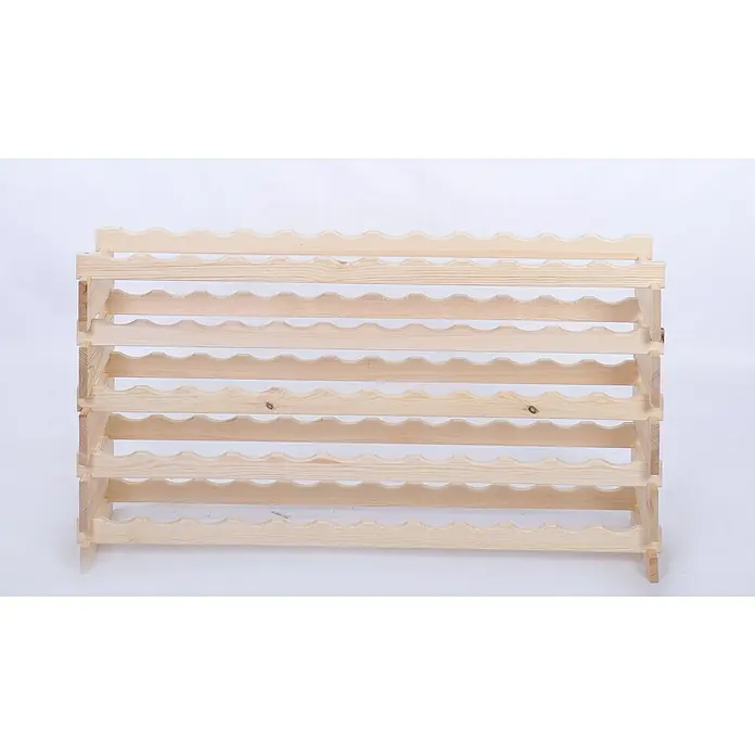 Proregal Flaschenregal Weinregal VINOTECA FLEX PRO für 60 Flaschen - L x B x H: 28 x 123 x 65 cm, Holz, Anzahl Böden: 5 Stk. - Das Bild zeigt ein Weinregal aus hellem Holz mit mehreren Ebenen, das ideal für die stilvolle Lagerung von Weinflaschen ist.