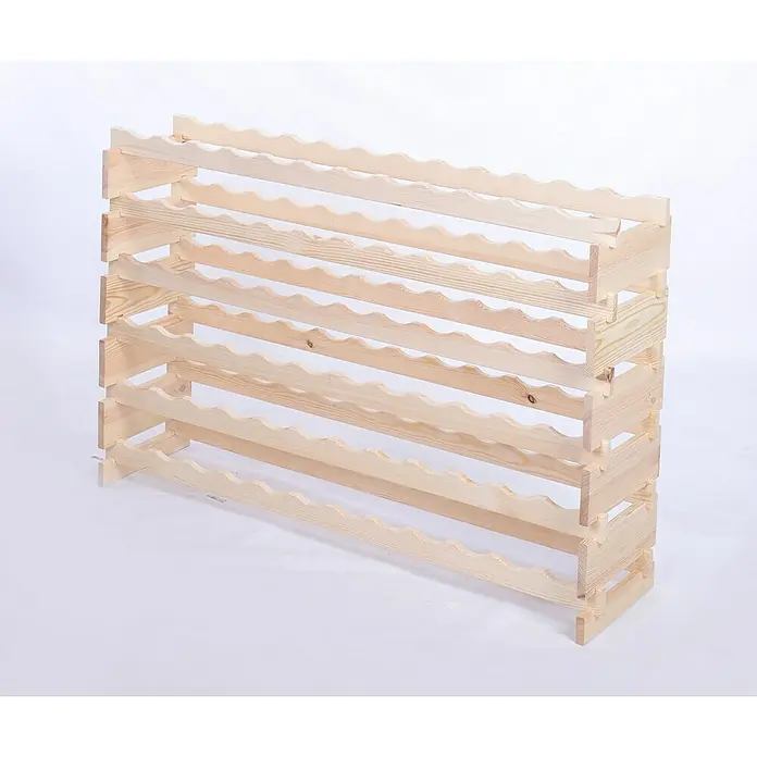 Proregal Flaschenregal Weinregal VINOTECA FLEX PRO für 72 Flaschen - L x B x H: 28 x 123 x 79 cm, Holz, Anzahl Böden: 6 Stk. - Ein unbehandeltes, hölzernes Weinregal mit mehreren Fächern zur Lagerung von Weinflaschen.