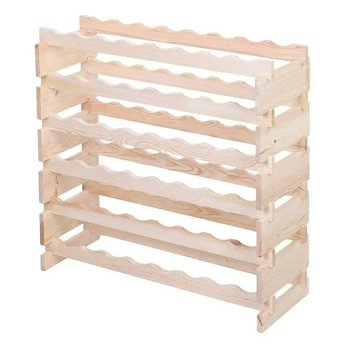 Proregal Flaschenregal Weinregal VINOTECA FLEX PRO für 48 Flaschen - L x B x H: 28 x 84 x 79 cm, Holz, Anzahl Böden: 6 Stk. - Weinregal aus hellem Holz mit gewellter Ablage für Weinflaschen zur stilvollen Aufbewahrung.