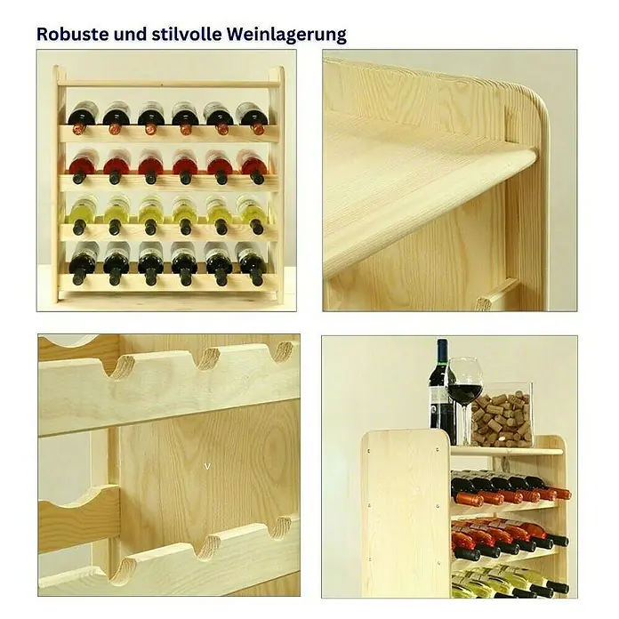 Proregal Flaschenregal Weinregal PINOTWINE C für 12 Flaschen - Holz - Robustes und stilvolles Weinregal aus Holz, ideal für die Lagerung von Weinflaschen. Das Weinregal bietet Platz für viele Flaschen und passt zu jeder Einrichtung.