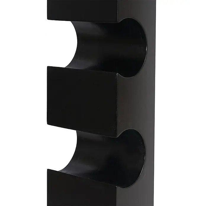 Berlinlodge Flaschenregal Weinregal für 5 Flaschen - L x B x H: 9 x 13 x 99 cm, Holz - Schwarz lackierter Holztischständer mit zylindrischen und rechteckigen Aussparungen für ein modernes und minimalistisches Design.