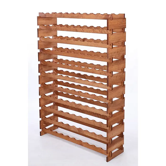 Proregal Flaschenregal Weinregal VINOTECA FLEX PRO für 110 Flaschen - L x B x H: 28 x 103 x 149 cm, Holz - Weinregal aus Holz für die Aufbewahrung von Weinflaschen. Das Regal ist aus braunem Holz gefertigt und bietet Platz für mehrere Flaschen.