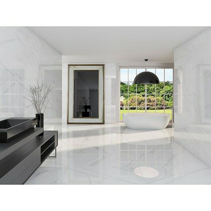 Tau ceramica Keramische tegel Varenna Carrara (30 x 90 cm, Wit, Glanzend) | BAUHAUS