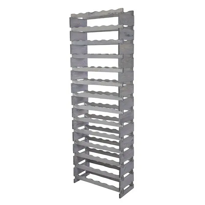 Proregal Flaschenregal Weinregal VINOTECA FLEX PRO für 84 Flaschen - L x B x H: 28 x 65 x 191 cm, Holz, Anzahl Böden: 14 Stk. - Aufnahme des grauen Weinflaschenregals mit gewellter Halterung für einen sicheren Halt und einem natürlichen Charme für Weinliebhaber.
