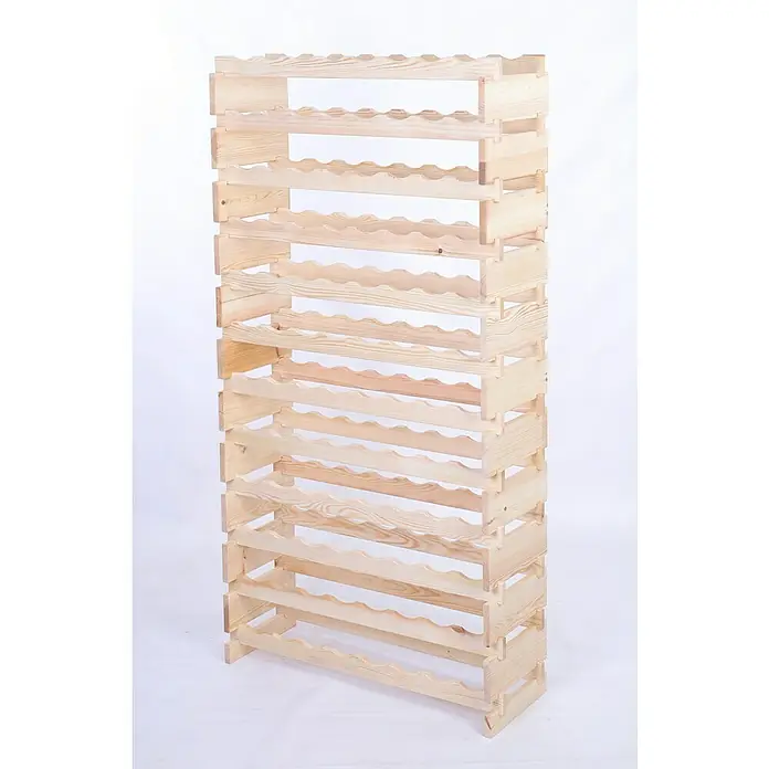 Proregal Flaschenregal Weinregal VINOTECA FLEX PRO für 96 Flaschen - L x B x H: 28 x 84 x 163 cm, Holz, Anzahl Böden: 12 Stk. - Ein unbehandeltes Holzweinregal mit Platz für viele Flaschen, ideal für die stilvolle Lagerung Ihrer Weine.