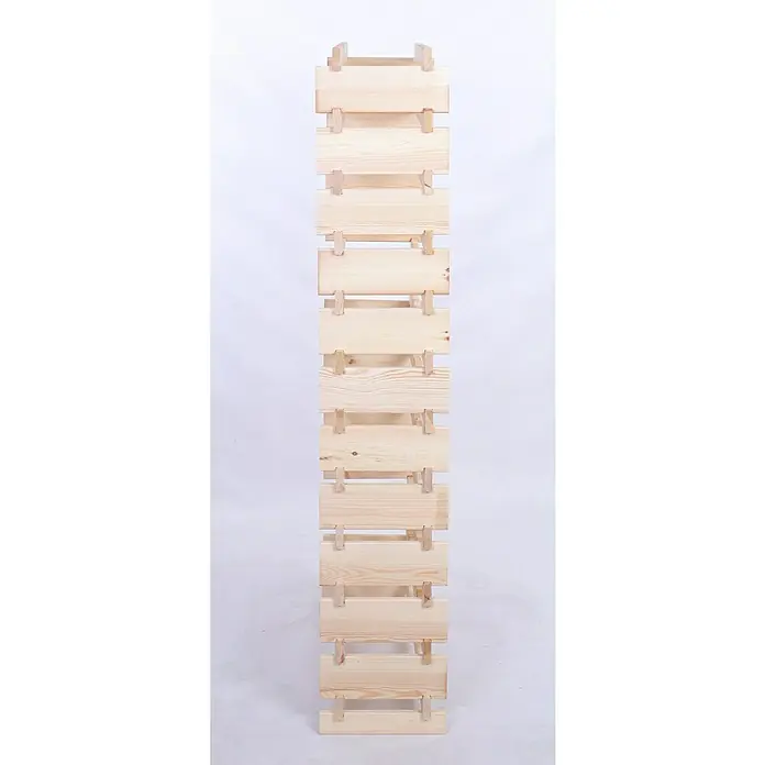 Proregal Flaschenregal Weinregal VINOTECA FLEX PRO für 96 Flaschen - L x B x H: 28 x 84 x 163 cm, Holz, Anzahl Böden: 12 Stk. - Ein helles Holzregal, bestehend aus horizontalen Brettern, die durch vertikale Stützen verbunden sind. Es ist ein schlichtes und stabiles Möbelstück.