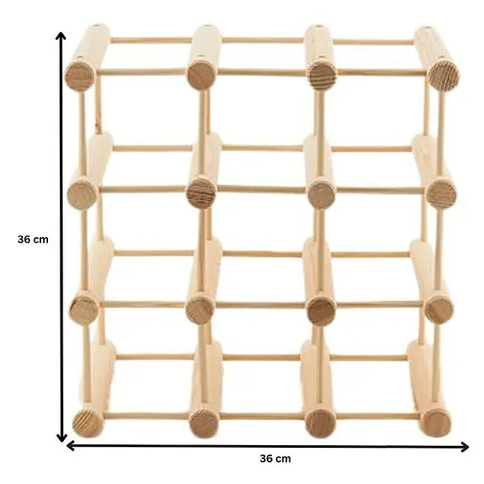 Proregal Flaschenregal Modulares Weinregal VINOTECA MOD für 2x 9 Flaschen - Holz - Nahaufnahme eines Weinregals aus hellem Holz mit Platz für 12 Flaschen, die Abmessungen sind 36 x 36 cm.
