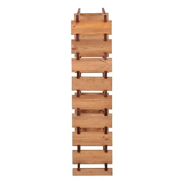 Proregal Flaschenregal Weinregal VINOTECA FLEX PRO für 54 Flaschen - L x B x H: 28 x 65 x 121 cm, Holz, Anzahl Böden: 9 Stk. - Nahaufnahme eines rustikalen Weinregals aus Holz, perfekt für die stilvolle Aufbewahrung von Weinflaschen in Ihrem Zuhause.