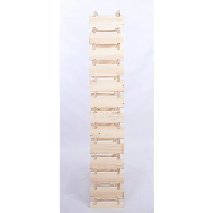 Proregal Flaschenregal Weinregal VINOTECA FLEX PRO für 104 Flaschen - L x B x H: 28 x 84 x 177 cm, Holz, Anzahl Böden: 13 Stk. - Ein vertikales Bücherregal aus hellem Holz mit offenen Fächern, das eine schlichte, moderne Ästhetik bietet.
