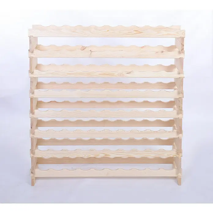Proregal Flaschenregal Weinregal VINOTECA FLEX PRO für 80 Flaschen - L x B x H: 28 x 103 x 107 cm, Holz, Anzahl Böden: 8 Stk. - Ein unbehandeltes, hölzernes Weinregal mit mehreren Ablagen, das die Flaschen sicher und stilvoll aufbewahrt.