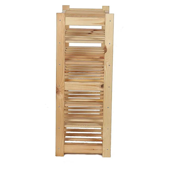 Proregal Flaschenregal Weinregal SPREEWALD für 42 Flaschen - L x B x H: 33 x 70 x 86 cm, Holz, Anzahl Böden: 7 Stk. - Ein hölzerner Blumenständer mit Latten, ideal für die Präsentation von Pflanzen auf Balkonen oder im Haus. Das naturbelassene Holz fügt sich nahtlos in jede Umgebung ein.