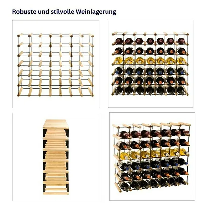 Proregal Flaschenregal Modulares Weinregal VINOTECA MOD METAL für 7x6 Flaschen - Holz - Weinregal aus Holz für die stilvolle Aufbewahrung von Weinflaschen. Praktisch und robust.