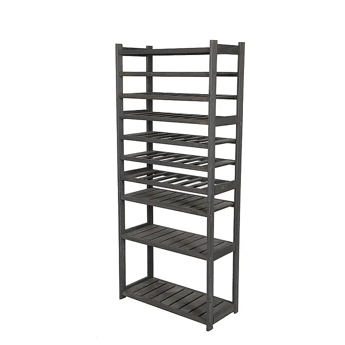 Proregal Flaschenregal Weinregal SPREEWALD für 36 Flaschen - L x B x H: 33 x 70 x 163 cm, Holz - Das graue Holzregal mit seinen zahlreichen Regalböden ist perfekt zur Aufbewahrung und Dekoration verschiedenster Gegenstände.