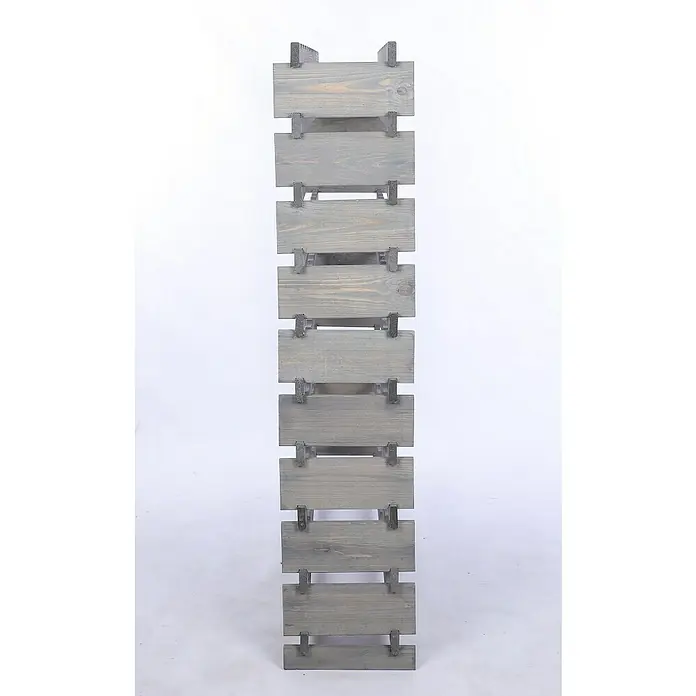 Proregal Flaschenregal Weinregal VINOTECA FLEX PRO für 120 Flaschen - L x B x H: 28 x 123 x 135 cm, Holz, Anzahl Böden: 10 Stk. - Ein graues Holzregal mit mehreren Regalböden, die durch kleine Stützen miteinander verbunden sind. Das Regal ist freistehend und rechteckig.