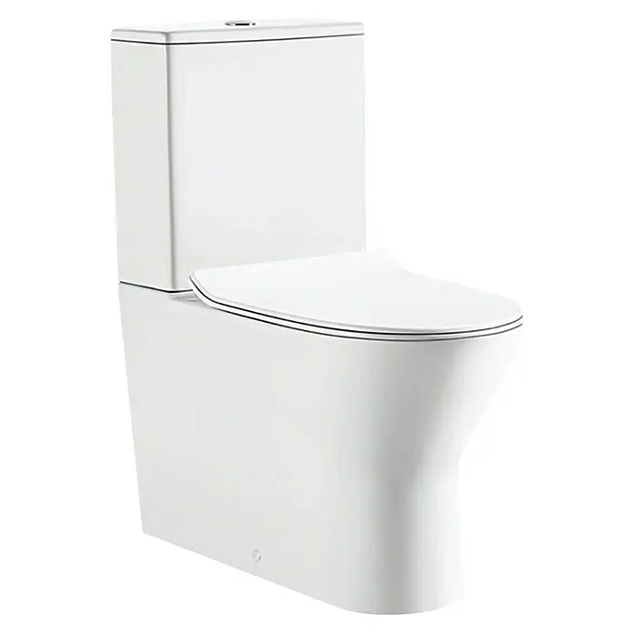 Pack de WC Nairon - Sin borde de descarga, Salida dual, Blanco - Elegante inodoro blanco moderno con líneas limpias. Su diseño minimalista es perfecto para cualquier baño.