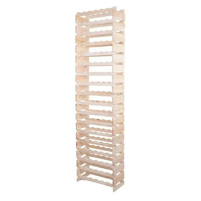 Proregal Flaschenregal Weinregal VINOTECA FLEX PRO für 108 Flaschen - L x B x H: 28 x 65 x 247 cm, Holz, Anzahl Böden: 18 Stk. - Ein hohes, unbehandeltes Holzweinregal mit vielen Regalböden zur Aufbewahrung von Weinflaschen. Es ist ein funktionales und dekoratives Möbelstück.