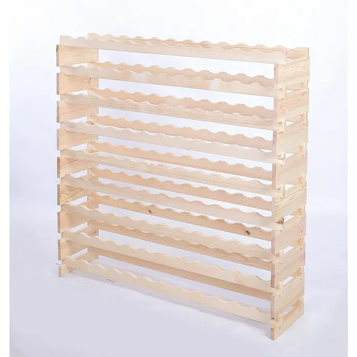Proregal Flaschenregal Weinregal VINOTECA FLEX PRO für 108 Flaschen - L x B x H: 28 x 123 x 121 cm, Holz, Anzahl Böden: 9 Stk. - Freistehendes Weinregal aus hellem Holz mit gewelltem Design zur Aufbewahrung von Weinflaschen. Ideal für Weinliebhaber.