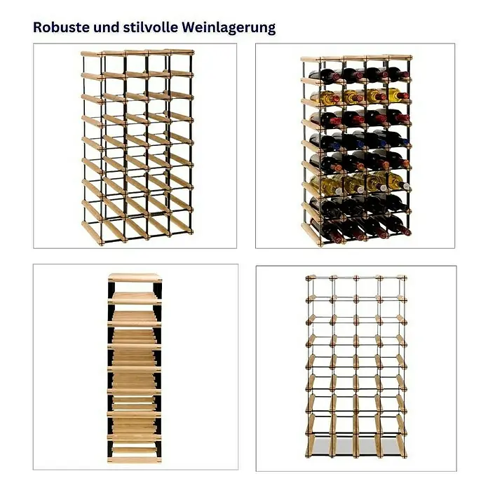 Proregal Flaschenregal Modulares Weinregal VINOTECA MOD METAL für 4x8 Flaschen - L x B x H: 24,5 x 42,5 x 82,5 cm, Holz - Robuste und stilvolle Weinlagerung mit diesem Weinregal. Es ist aus Holz gefertigt und bietet Platz für viele Flaschen.