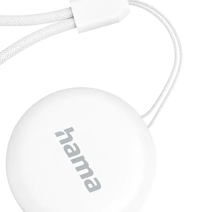 Hama Schlüsselanhänger Bluetooth Tracker - 1 Stk. - Hama Kopfhörer in Weiß mit Kabel, eine elegante und praktische Audio-Lösung für unterwegs. Kompaktes Design für Musikgenuss.