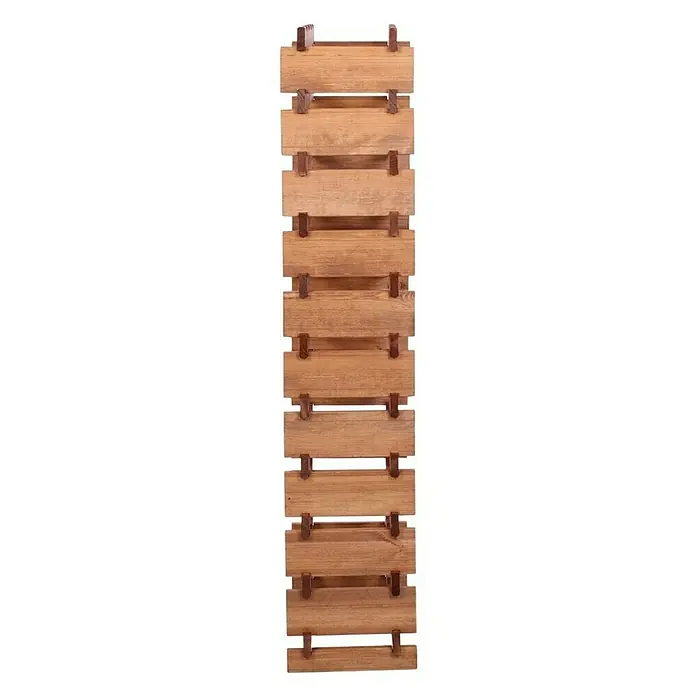 Proregal Flaschenregal Weinregal VINOTECA FLEX PRO für 44 Flaschen - L x B x H: 28 x 46 x 149 cm, Holz, Anzahl Böden: 11 Stk. - Dieses Bild zeigt ein hohes, schrankähnliches Weinregal aus Holz mit einer rustikalen Ästhetik und einer schlanken Silhouette.