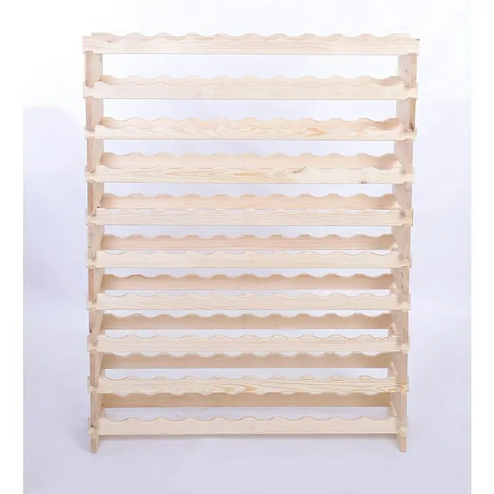Proregal Flaschenregal Weinregal VINOTECA FLEX PRO für 100 Flaschen - L x B x H: 28 x 103 x 135 cm, Holz, Anzahl Böden: 10 Stk. - Ein unbehandelter hölzerner Weinregal mit 10 Ablagen zur stilvollen Aufbewahrung Ihrer Weinsammlung.