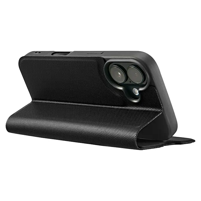 Hama Handyhülle klappbar - iPhone 16, Schwarz - Schwarze Handyhülle mit Klappdeckel und doppelter Kameraaussparung für optimalen Schutz des Geräts.